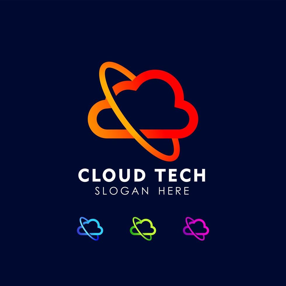 cloud tech logo design icon template vector