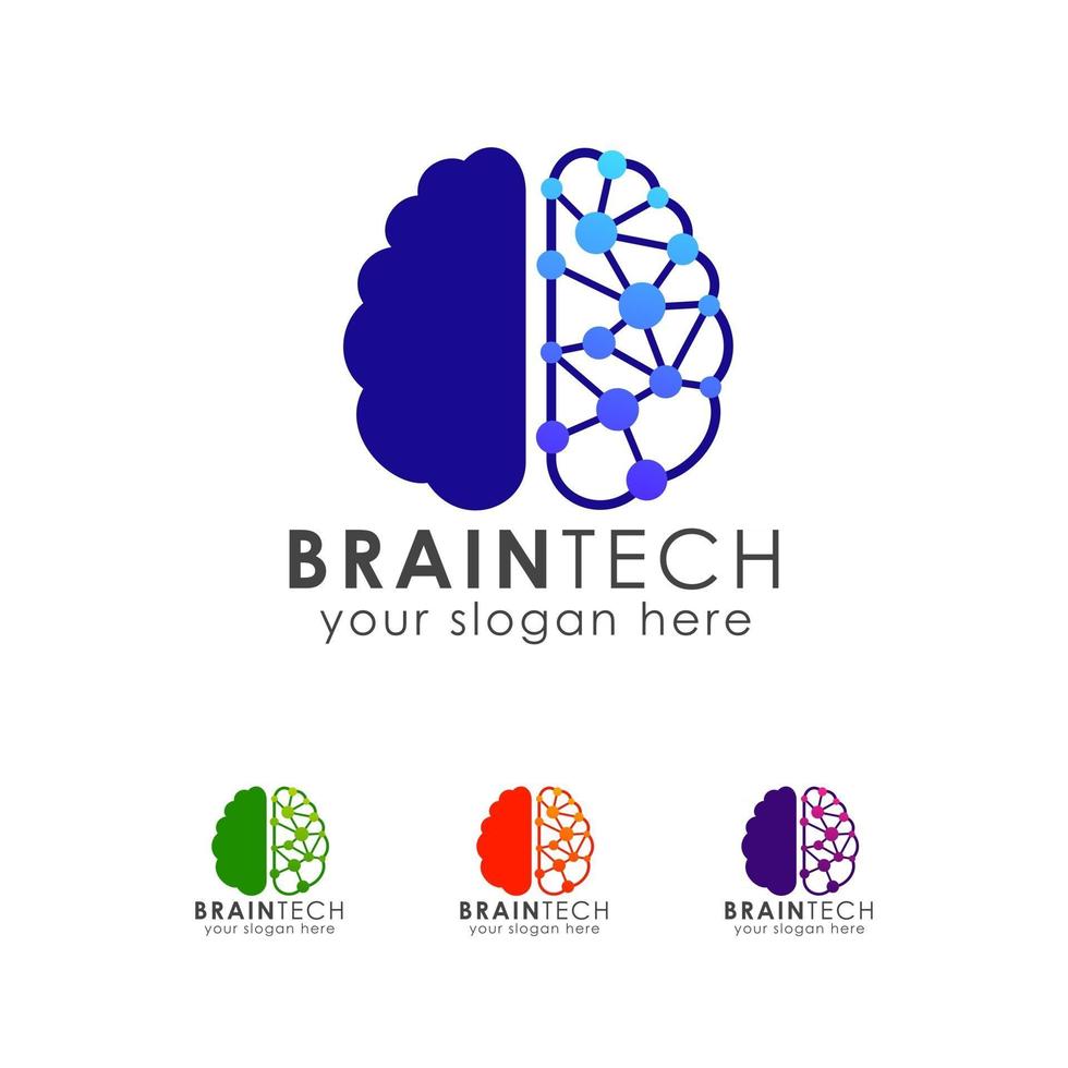 Plantilla de diseño de icono de logotipo de tecnología cerebral vector