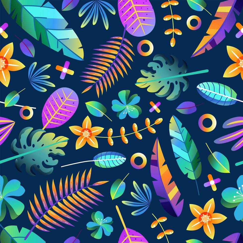 Tropical Floral Colorful Gradient Leaf Flower vector