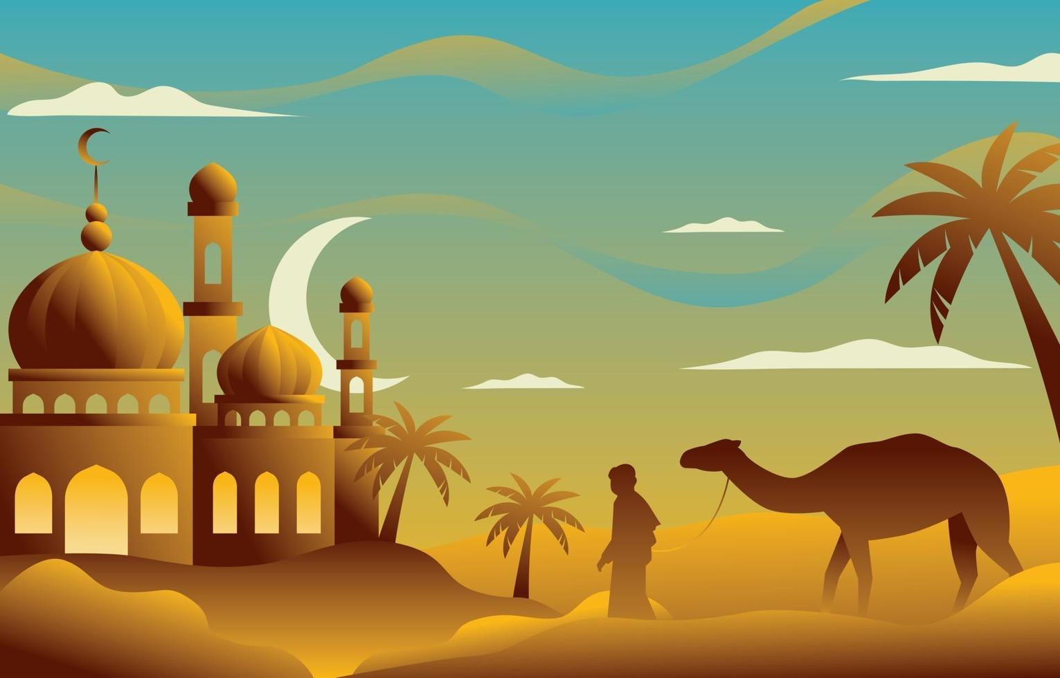 Eid Al Adha Mosque in The Desert vector