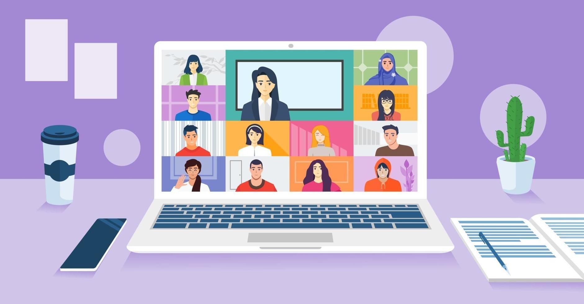 Student Study from home via Online Class vector