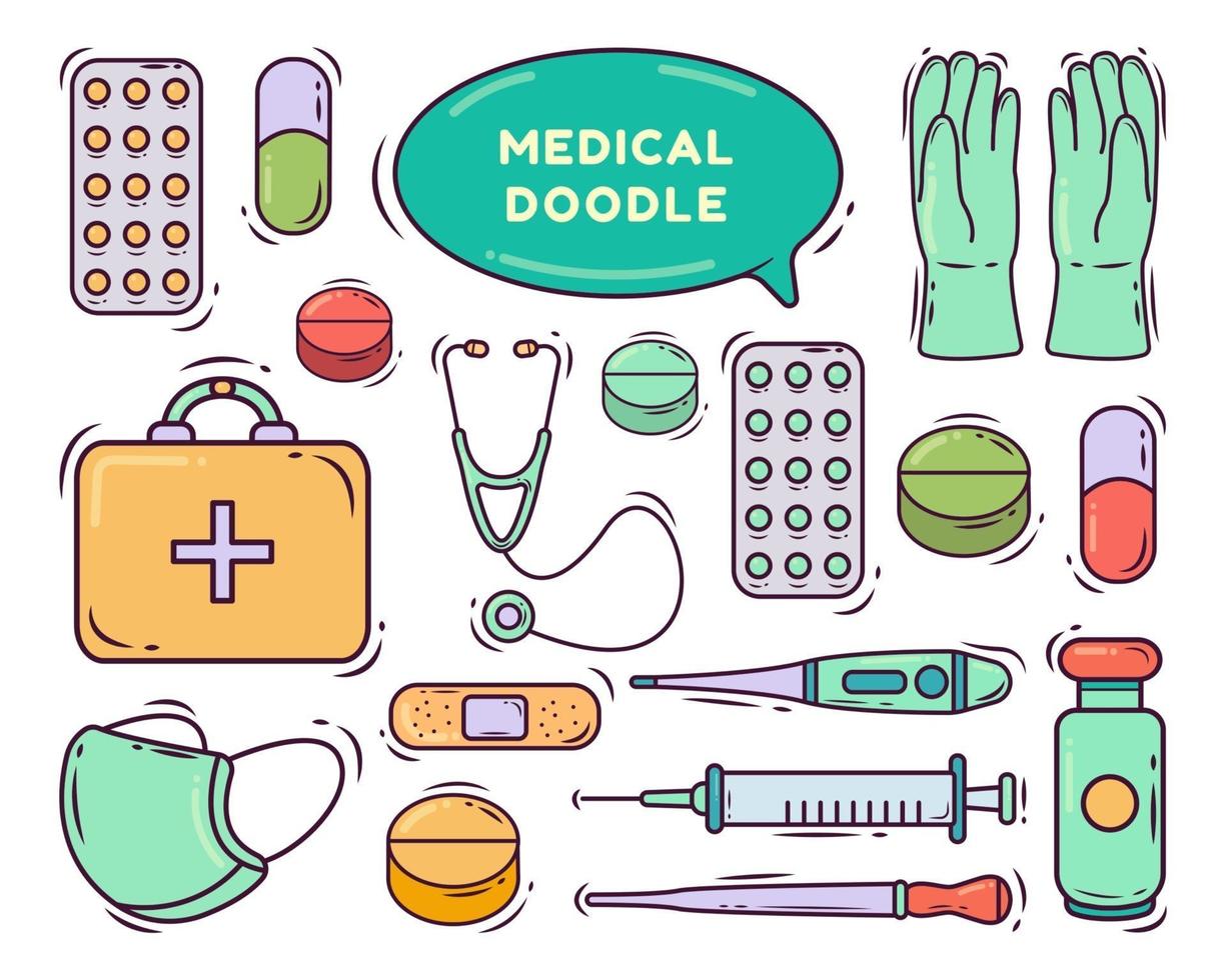 Set of hand drawn medical cartoon doodle style 2550193 Vector Art at  Vecteezy