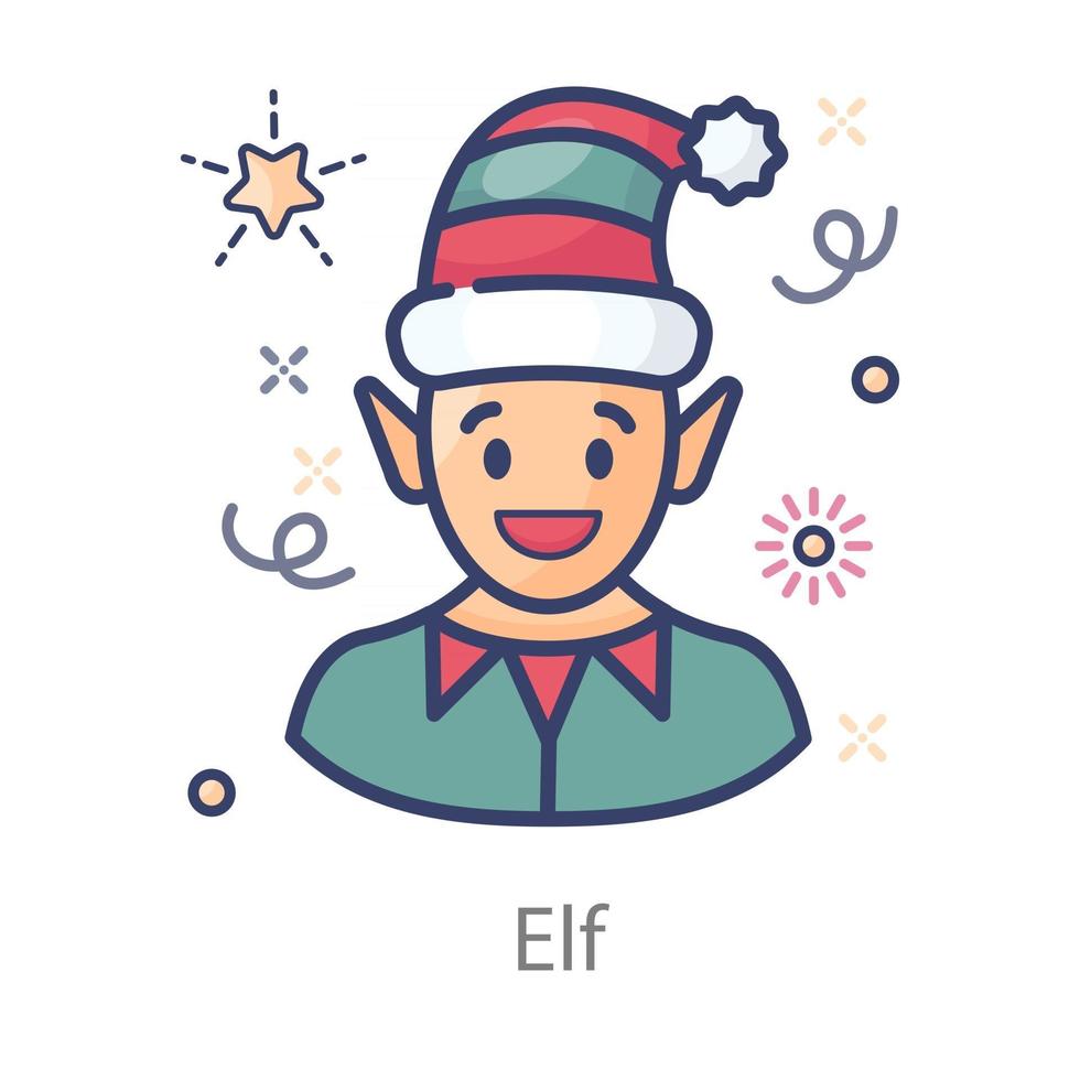 elfo santa en moderno vector