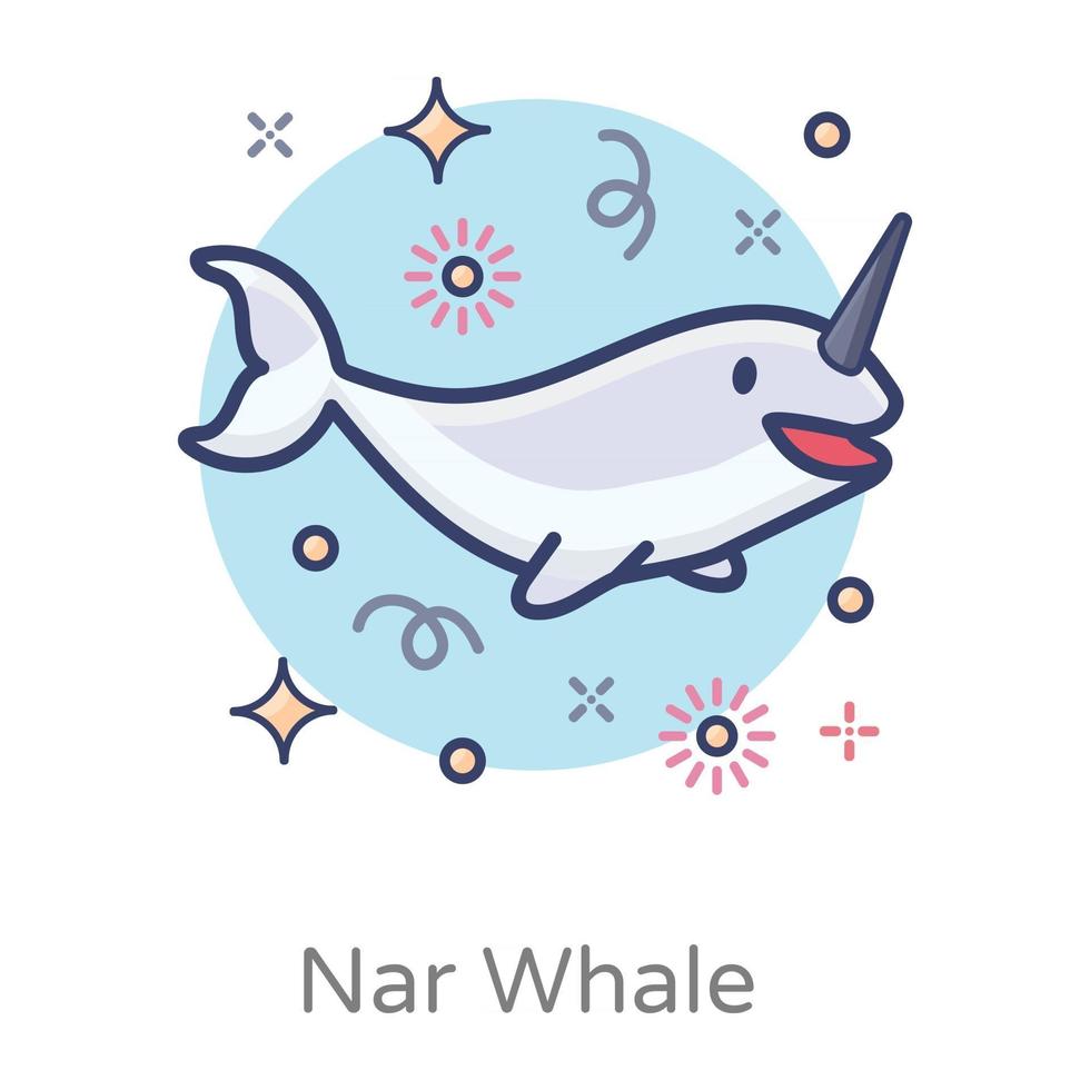 Baby Narwhal  Sea life vector