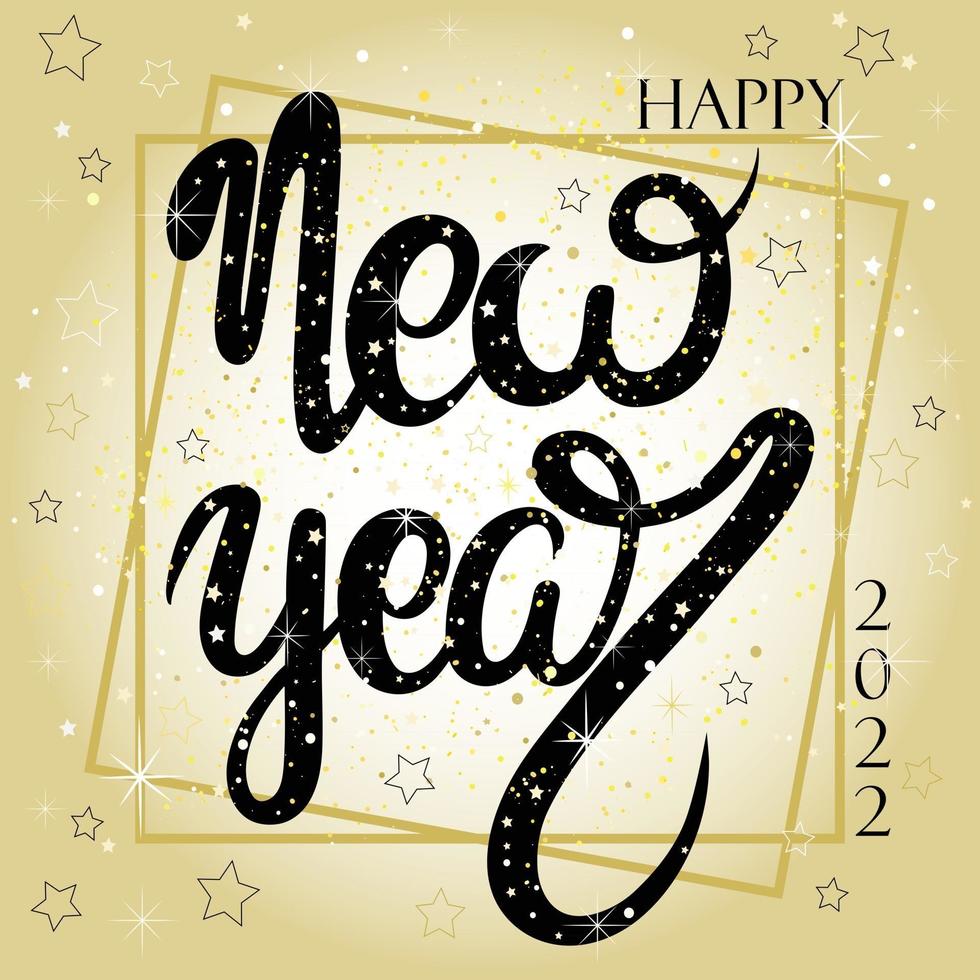 Happy new year 2022 Greeting card with lettering and sparkles vector