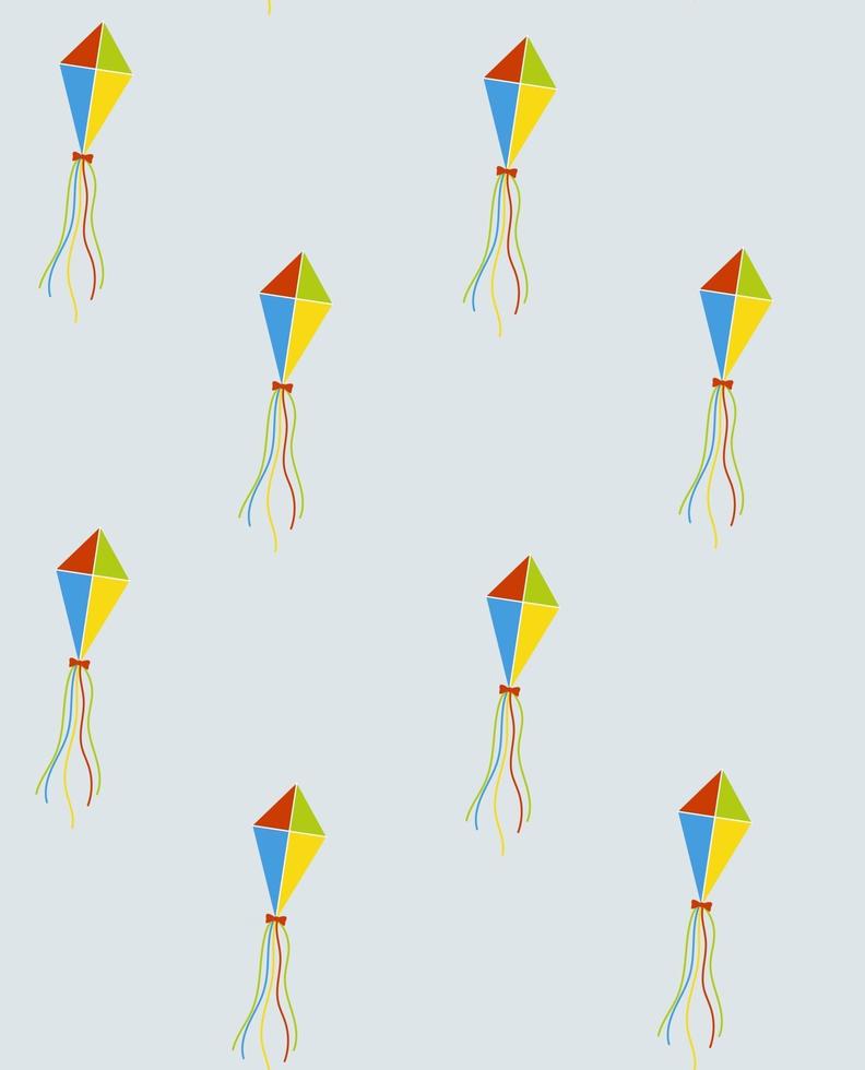 Vector seamless pattern with flying kites Perfect for wallpaper background wrapping paper or fabric