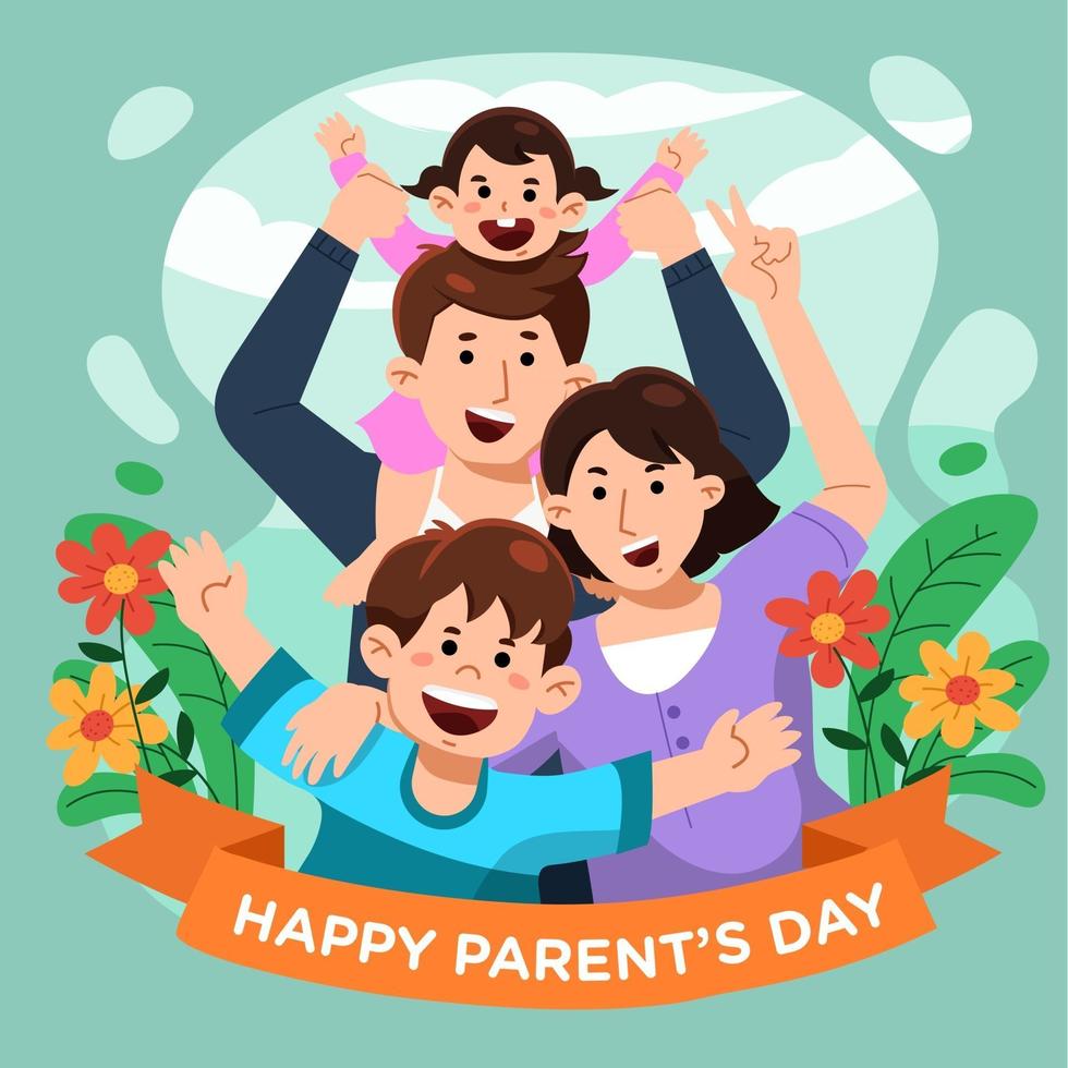 Cute Family on Parents Day vector