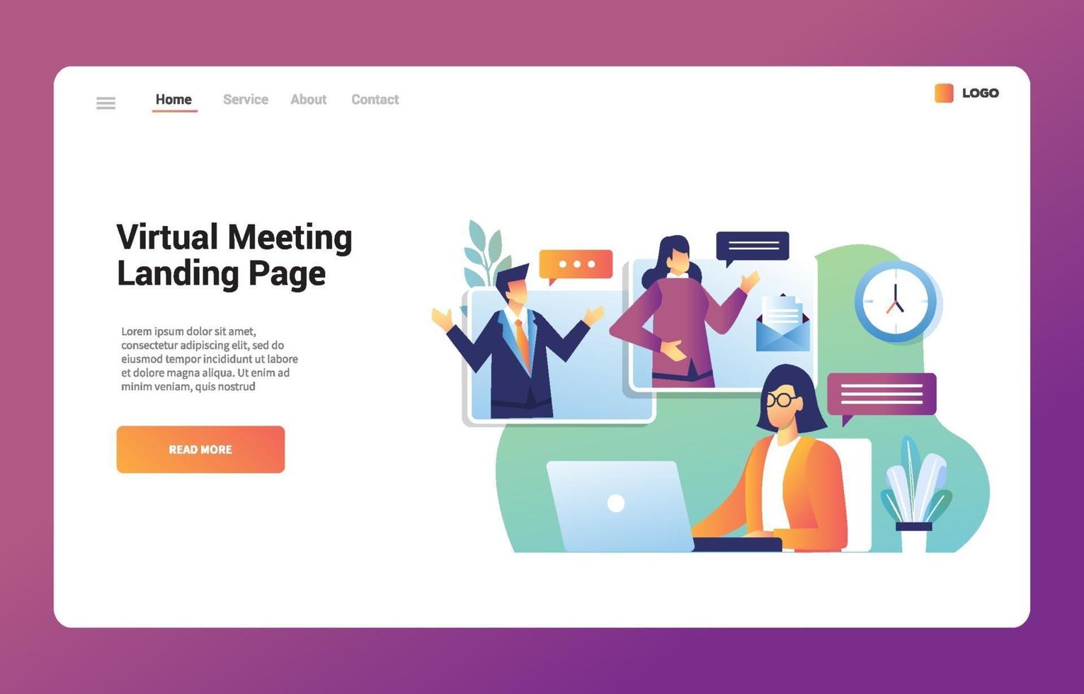 Virtual Meeting Landing Page vector