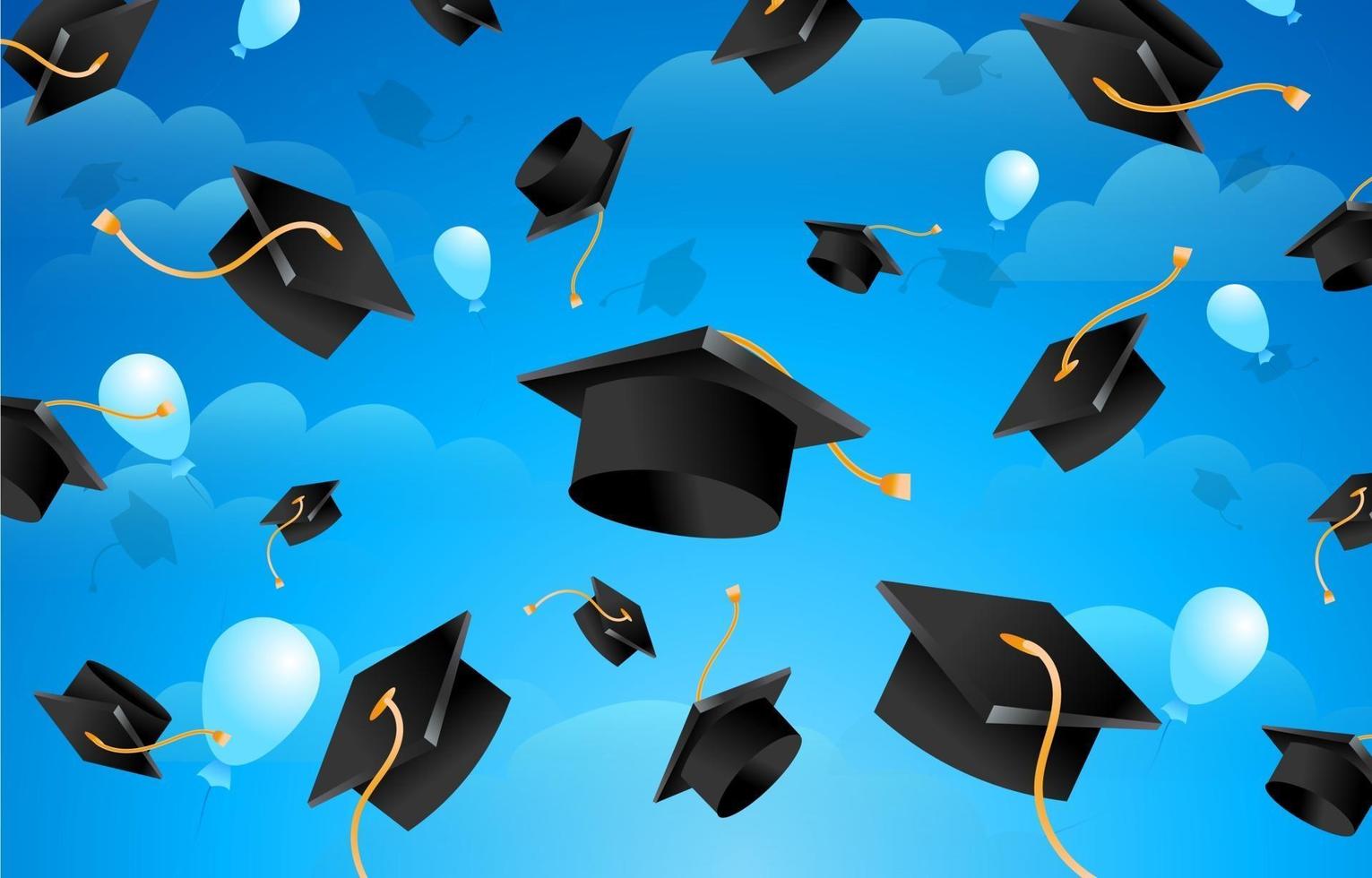 Graduation Caps in the Air vector