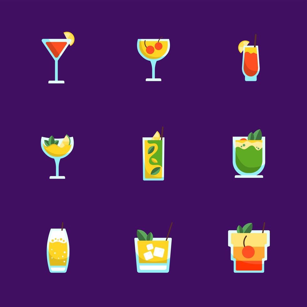 paquete de iconos bebida de verano vector