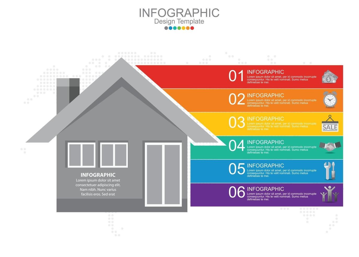 Plantilla de infografía para el concepto de casa de casa de diagrama de presentación vector