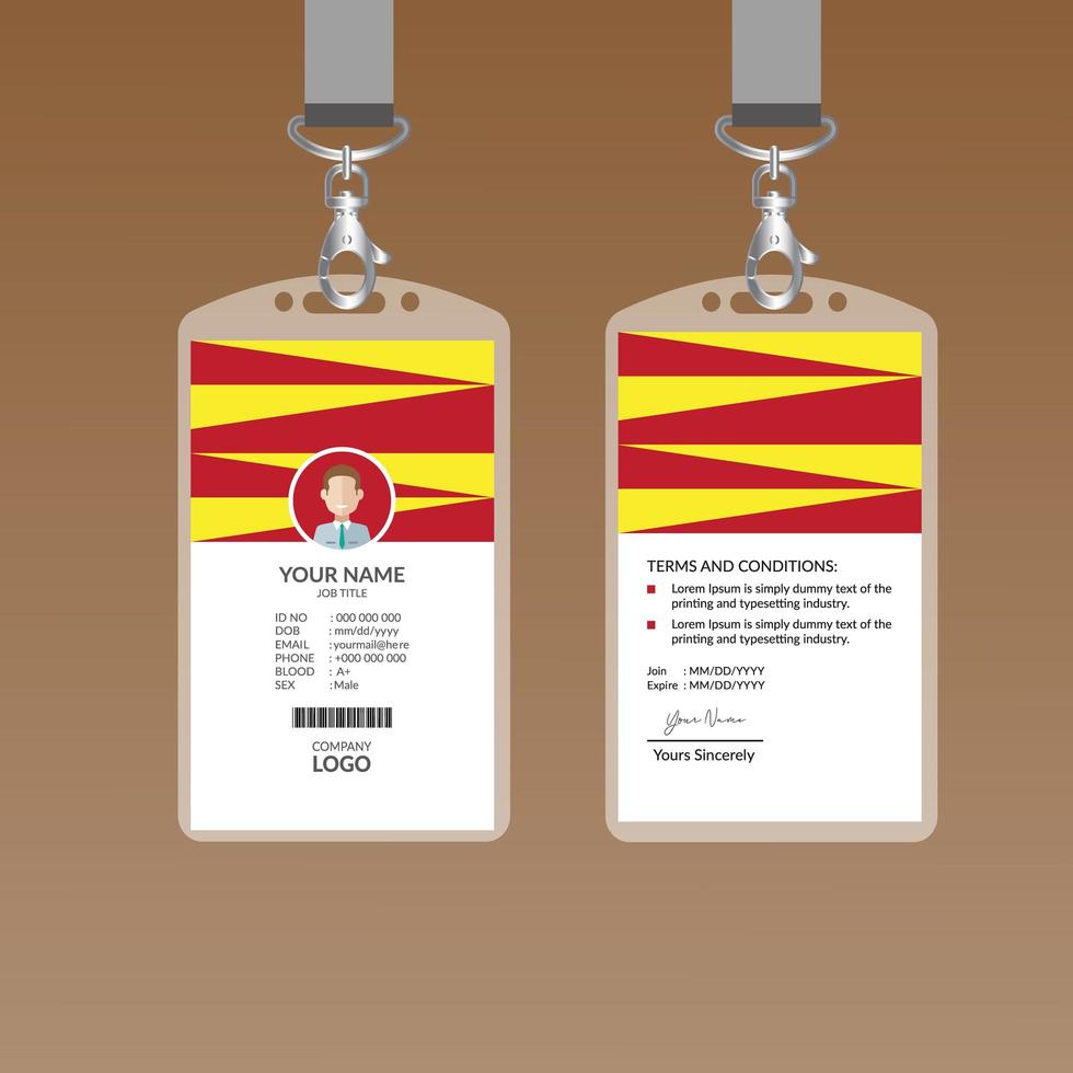 Red  Elegant ID Card Design Template vector