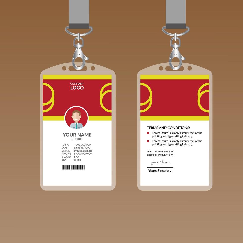 Red Elegant ID Card Design Template vector