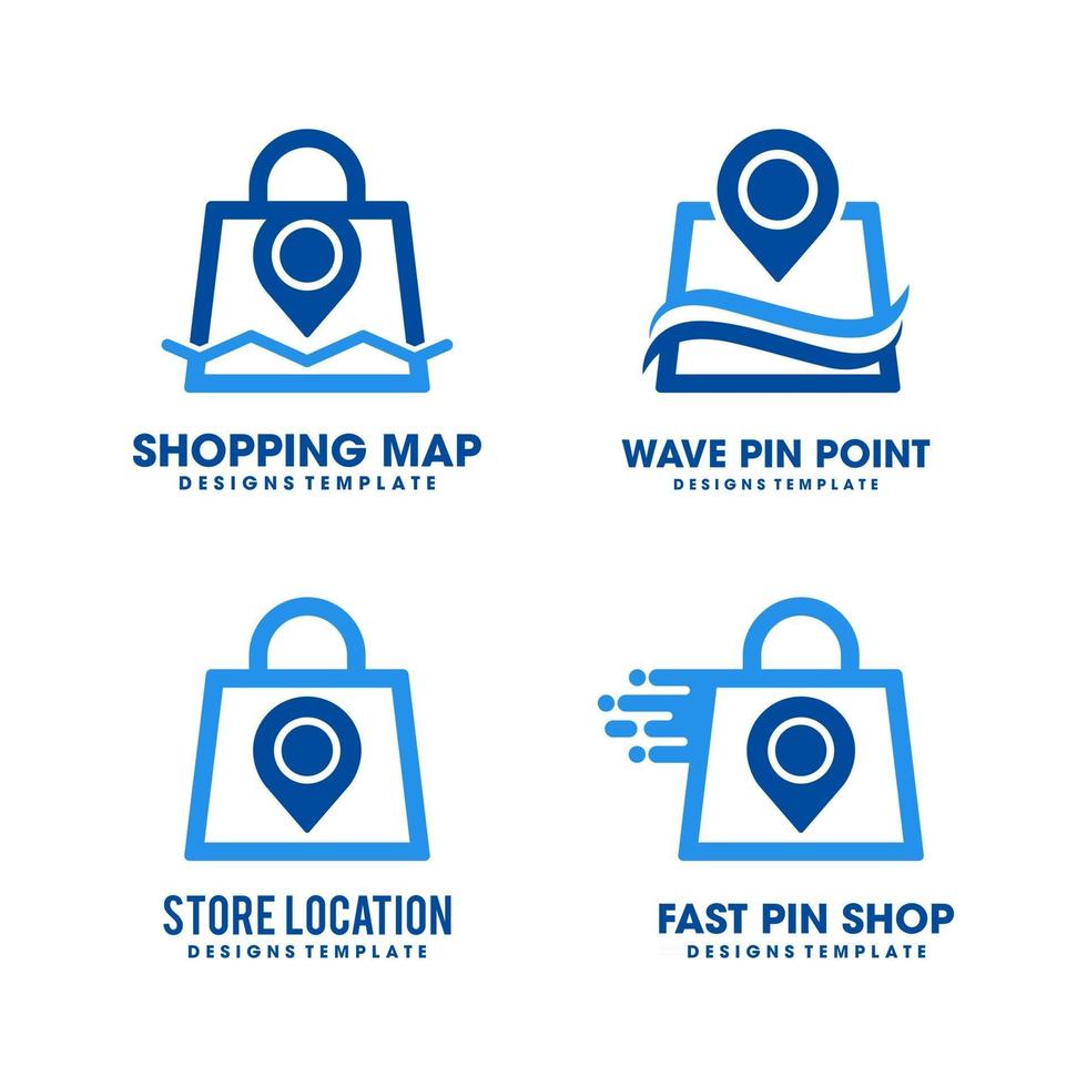 Shopping bag pin online logo vector template