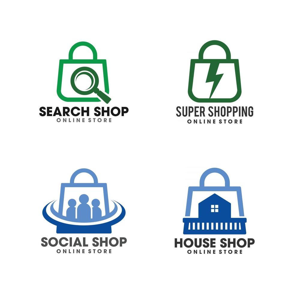 Creative shopping bag logo template for online shop vector