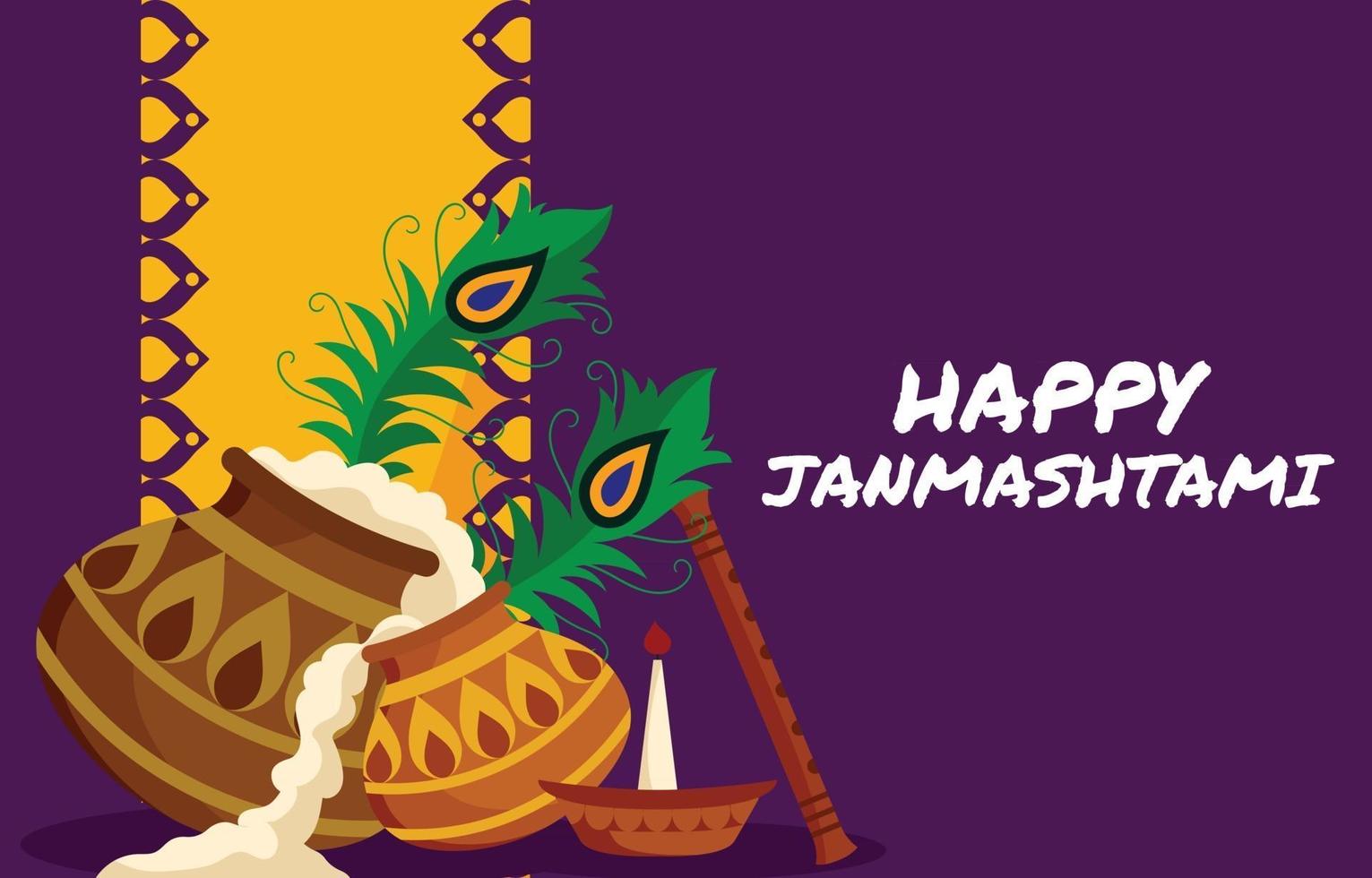 par de olla llena de comida tradicional janmashtami vector