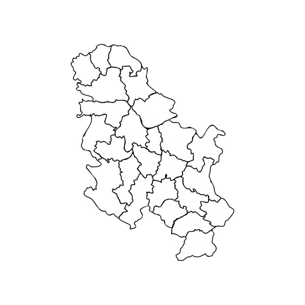 Doodle Map of Serbia With States vector