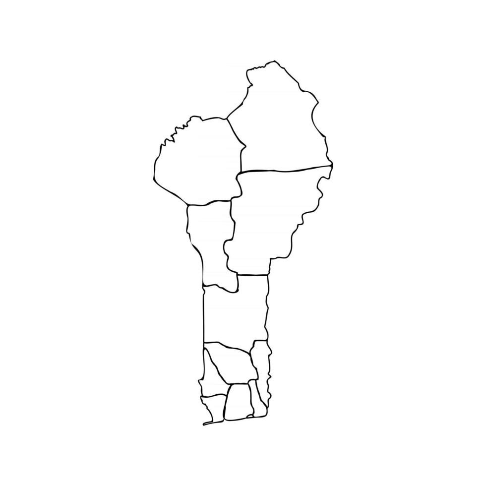 Doodle Map of Benin With States vector