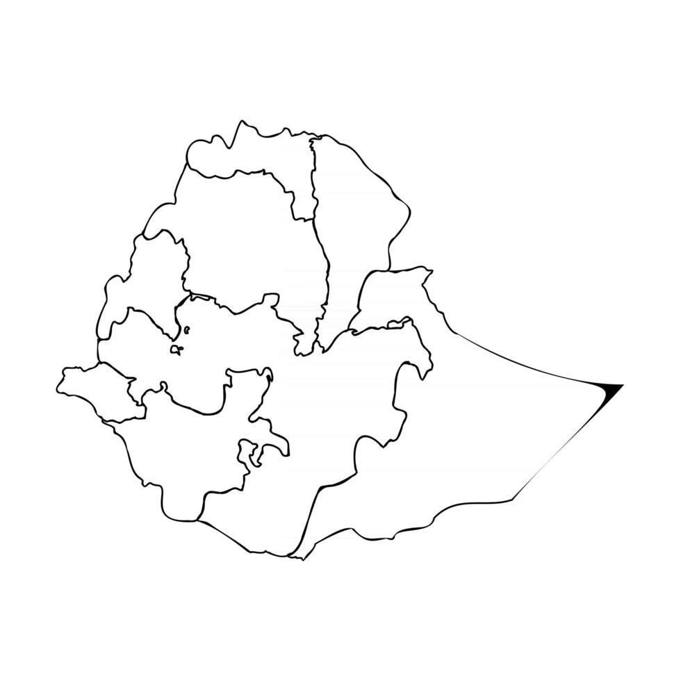 mapa de garabato de etiopía con estados vector