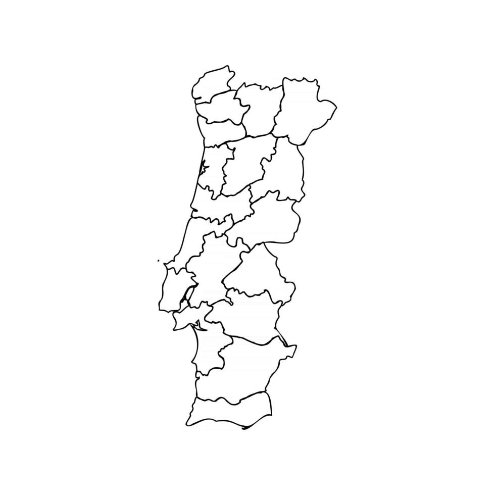 Doodle Map of Portugal With States vector