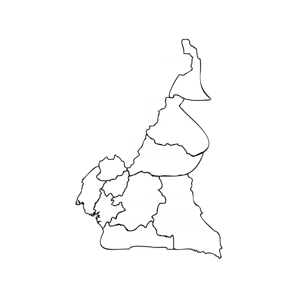 Doodle Map of Cameroon With States vector