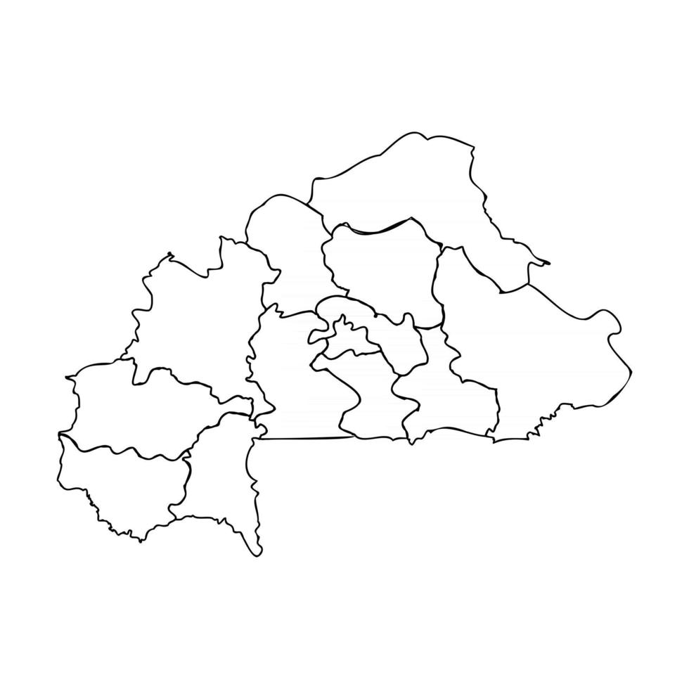 Doodle Map of Burkina Faso With States vector