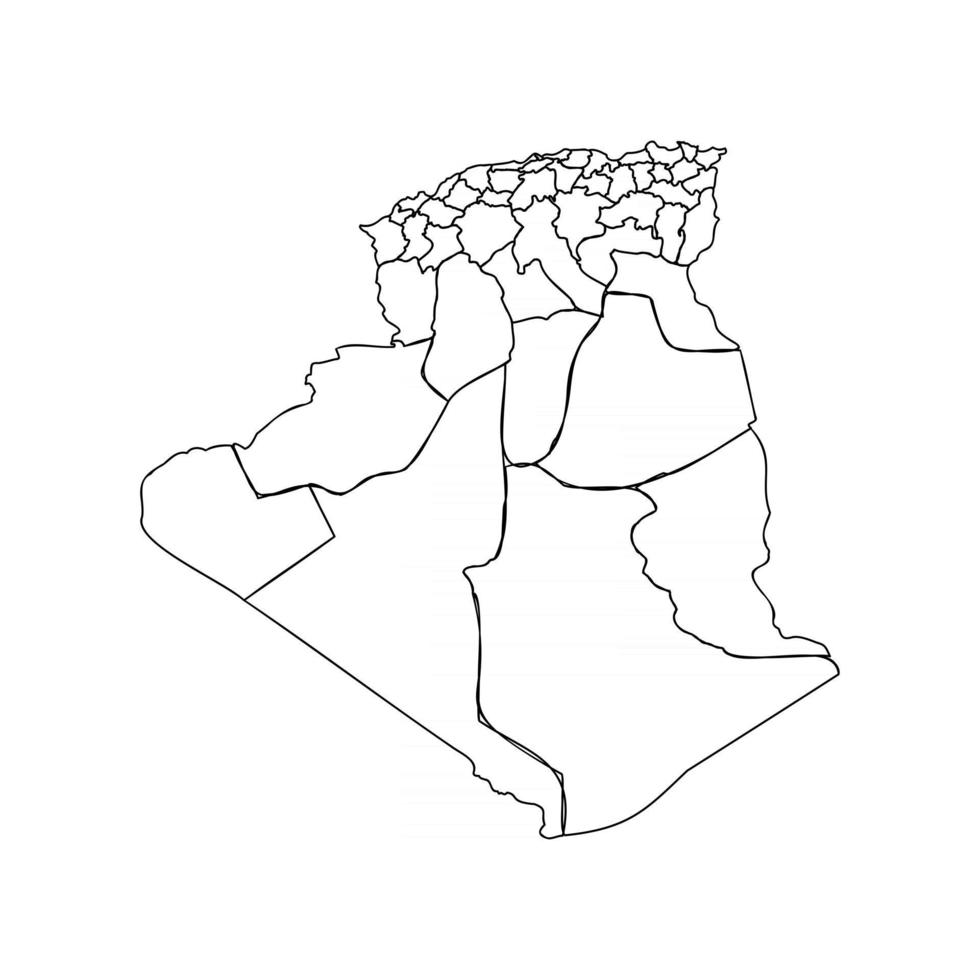 Doodle mapa de Argelia con estados vector