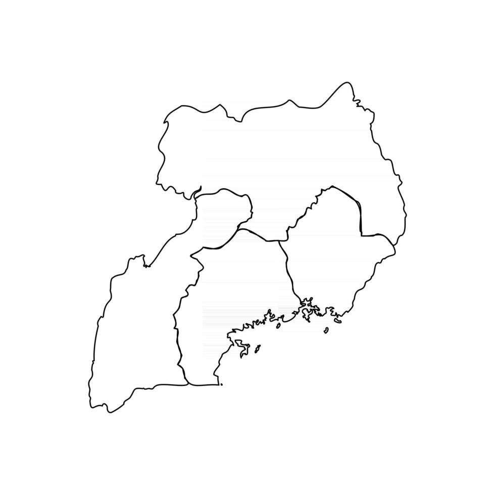 mapa de garabato de uganda con estados vector