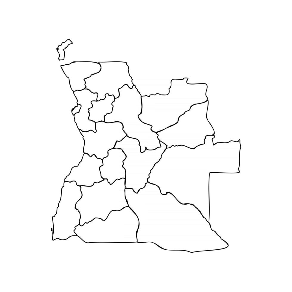 Doodle Map of Angola With States vector