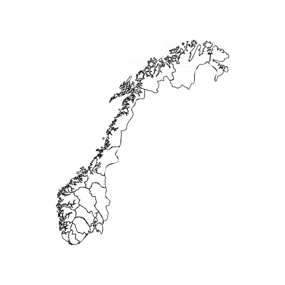 Doodle Map of Norway With States vector