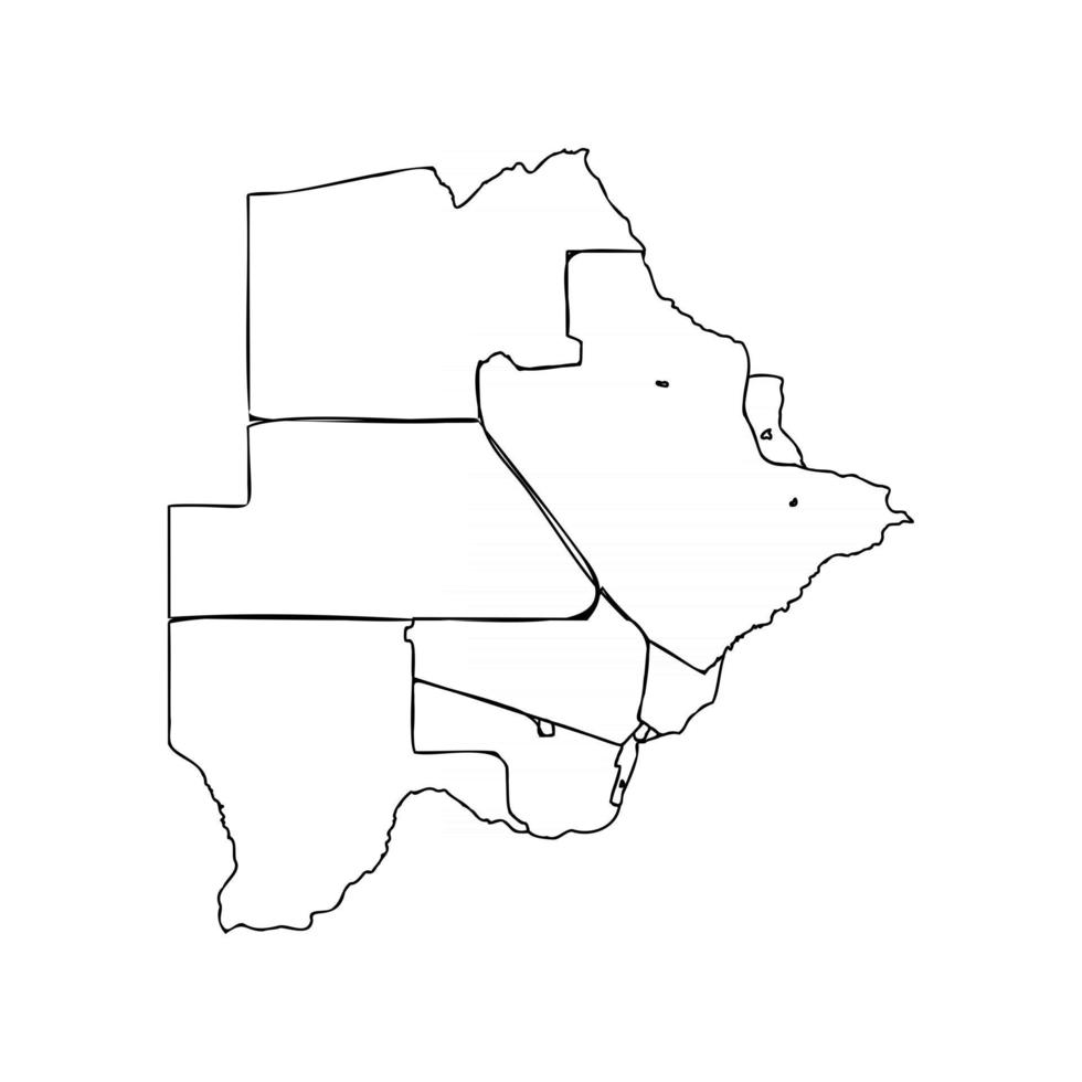 Doodle Map of Botswana With States vector