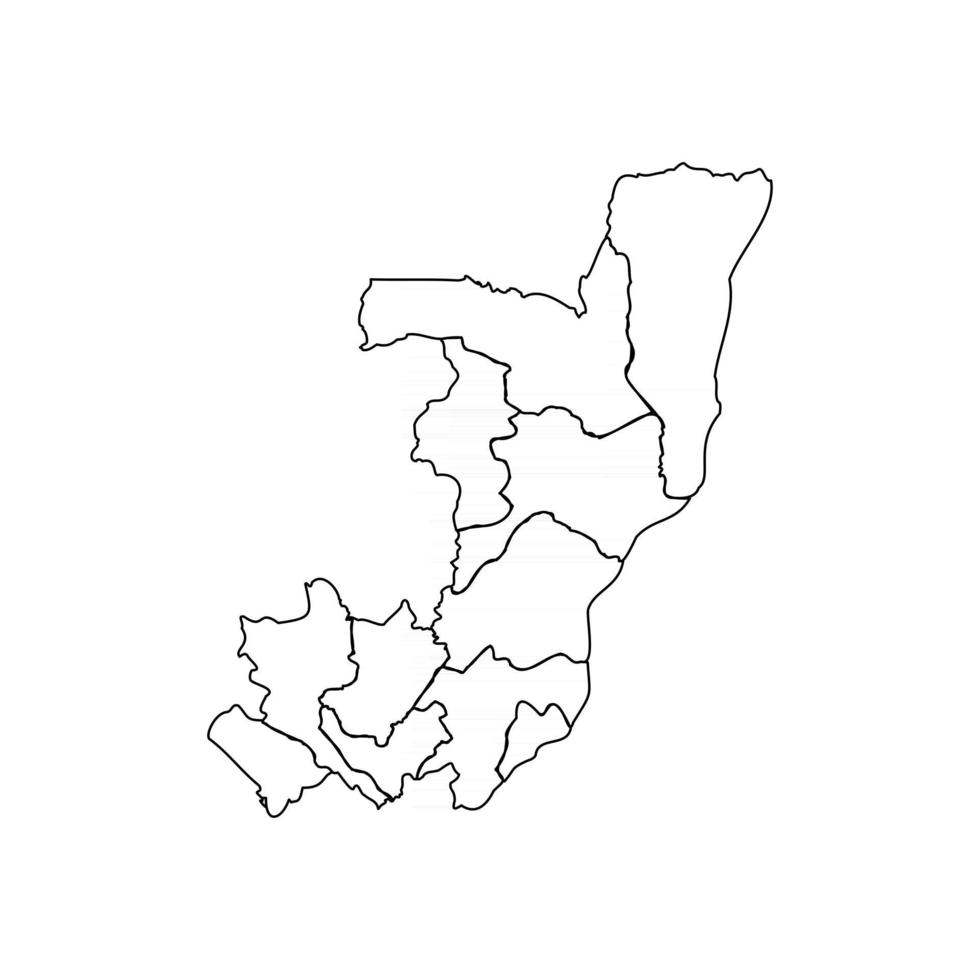 Doodle Map of Republic of the Congo With States vector
