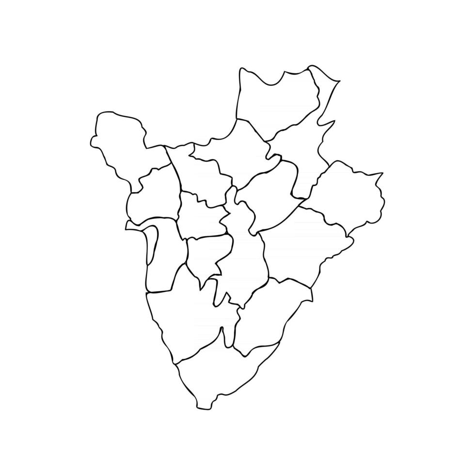 Doodle Map of Burundi With States vector