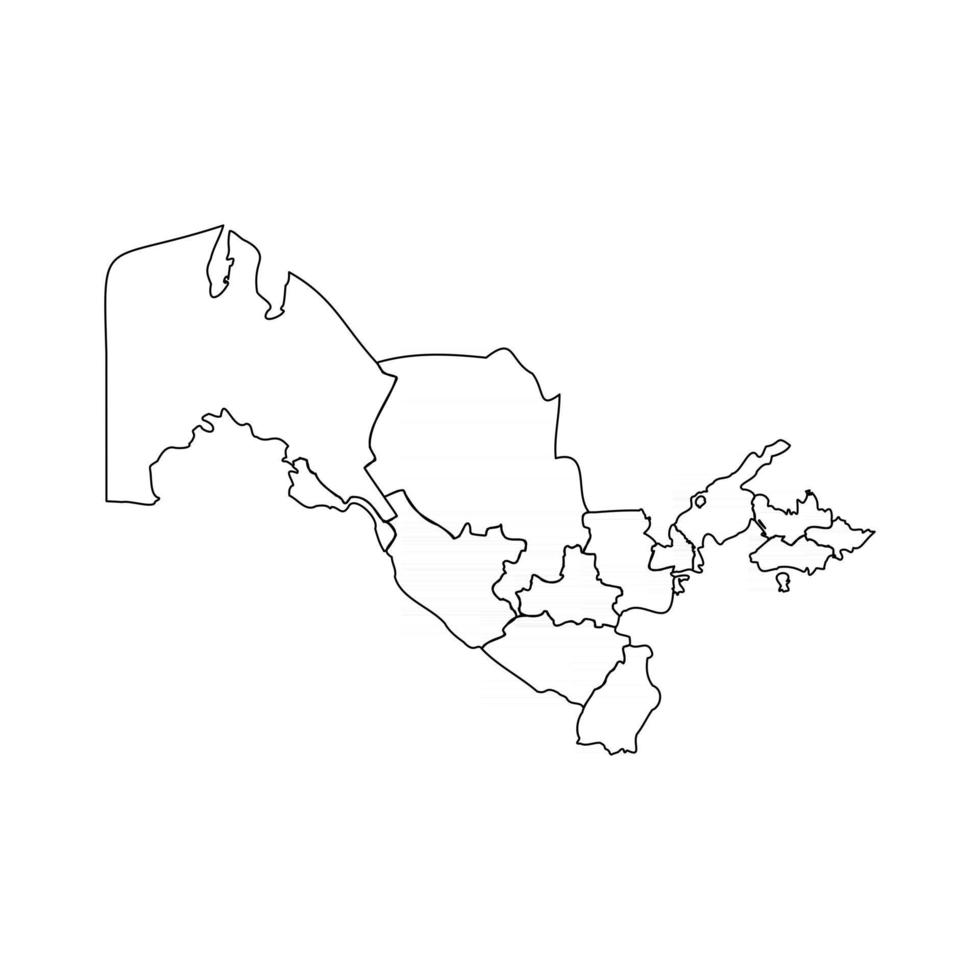 Doodle mapa de Uzbekistán con estados vector