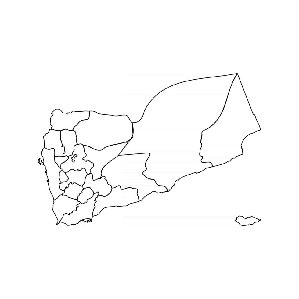 Doodle mapa de yemen con estados vector