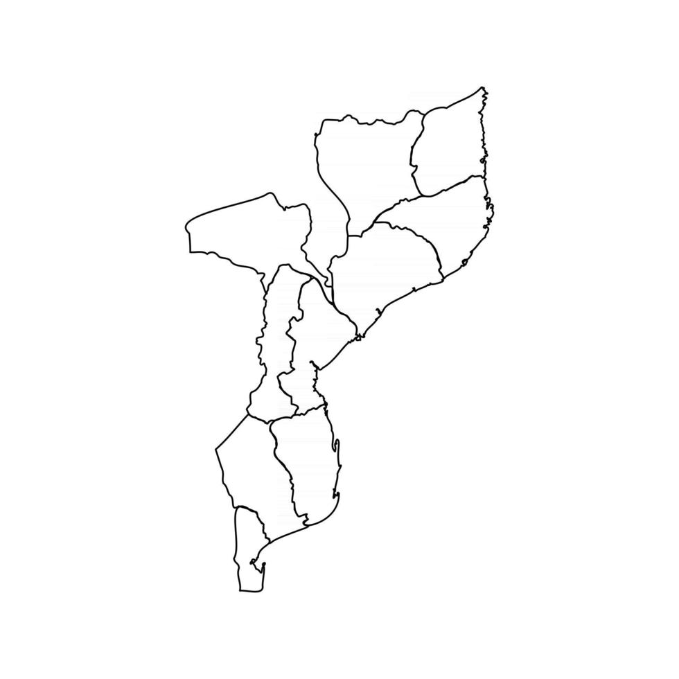 Doodle Map of Mozambique With States vector