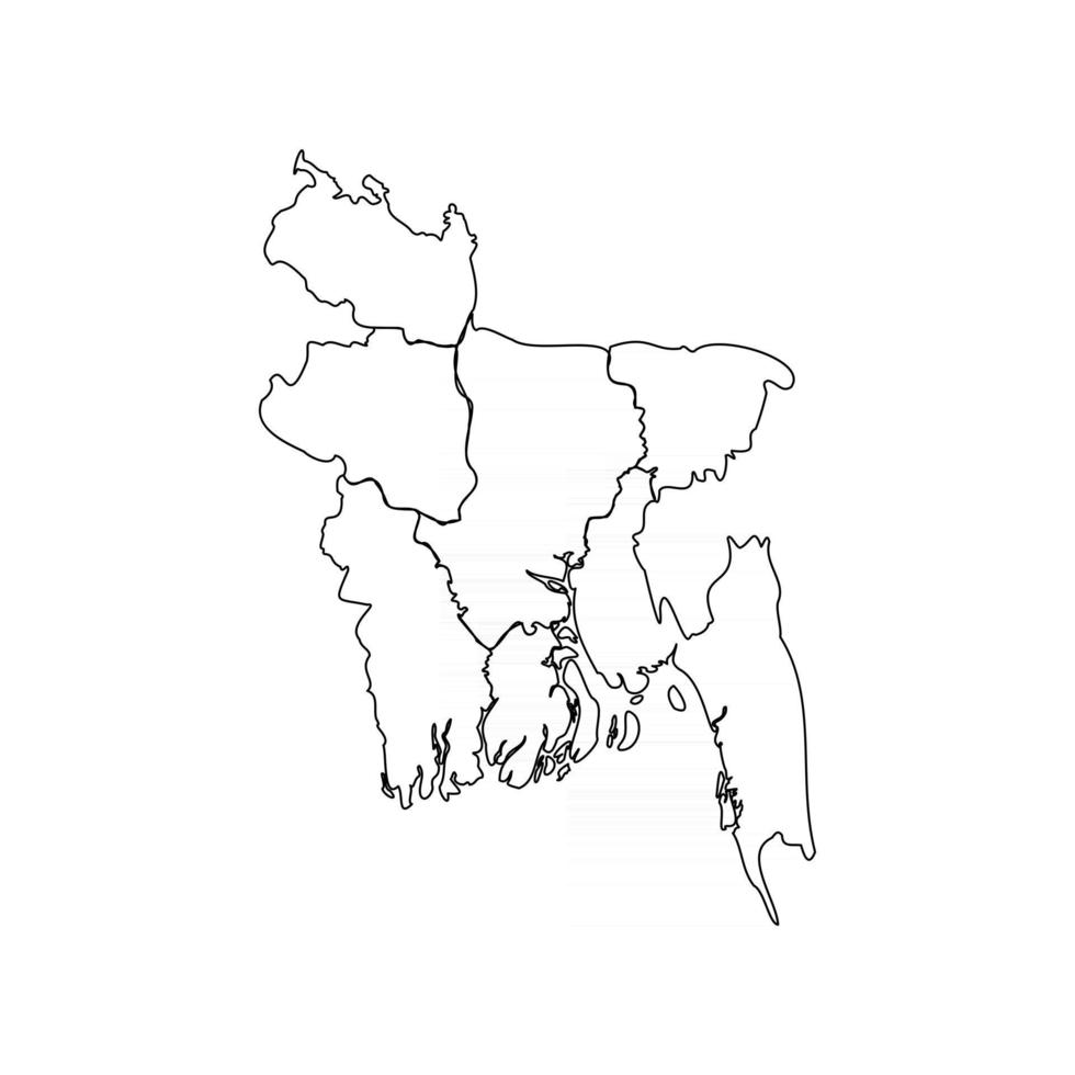 Doodle mapa de bangladesh con estados vector