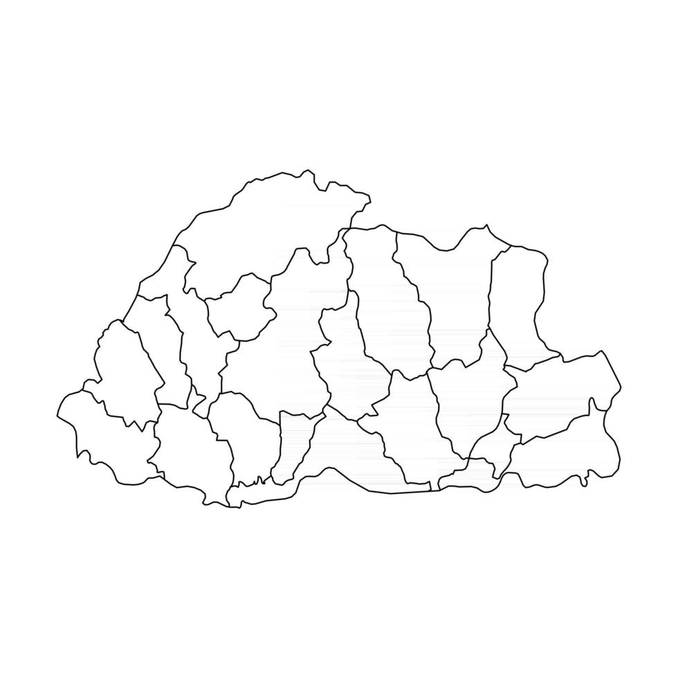Doodle Map of Bhutan With States vector