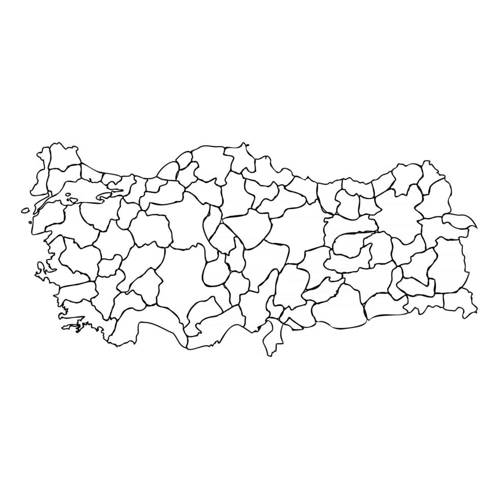 Doodle Map of Turkey With States vector