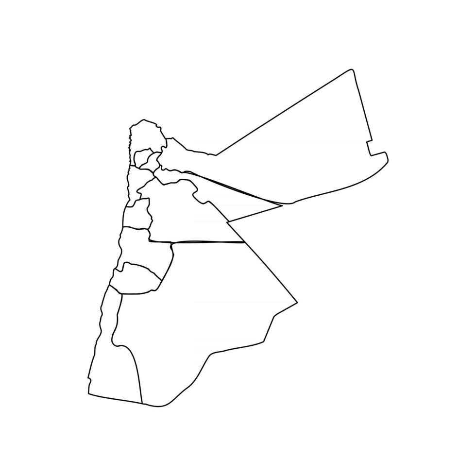 Doodle mapa de Jordania con estados vector