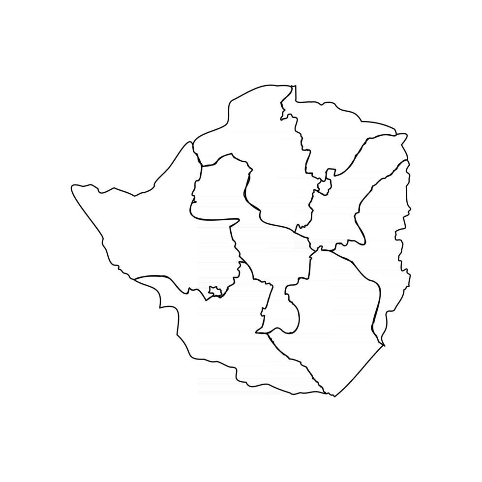 mapa de doodle de zimbabwe con estados vector