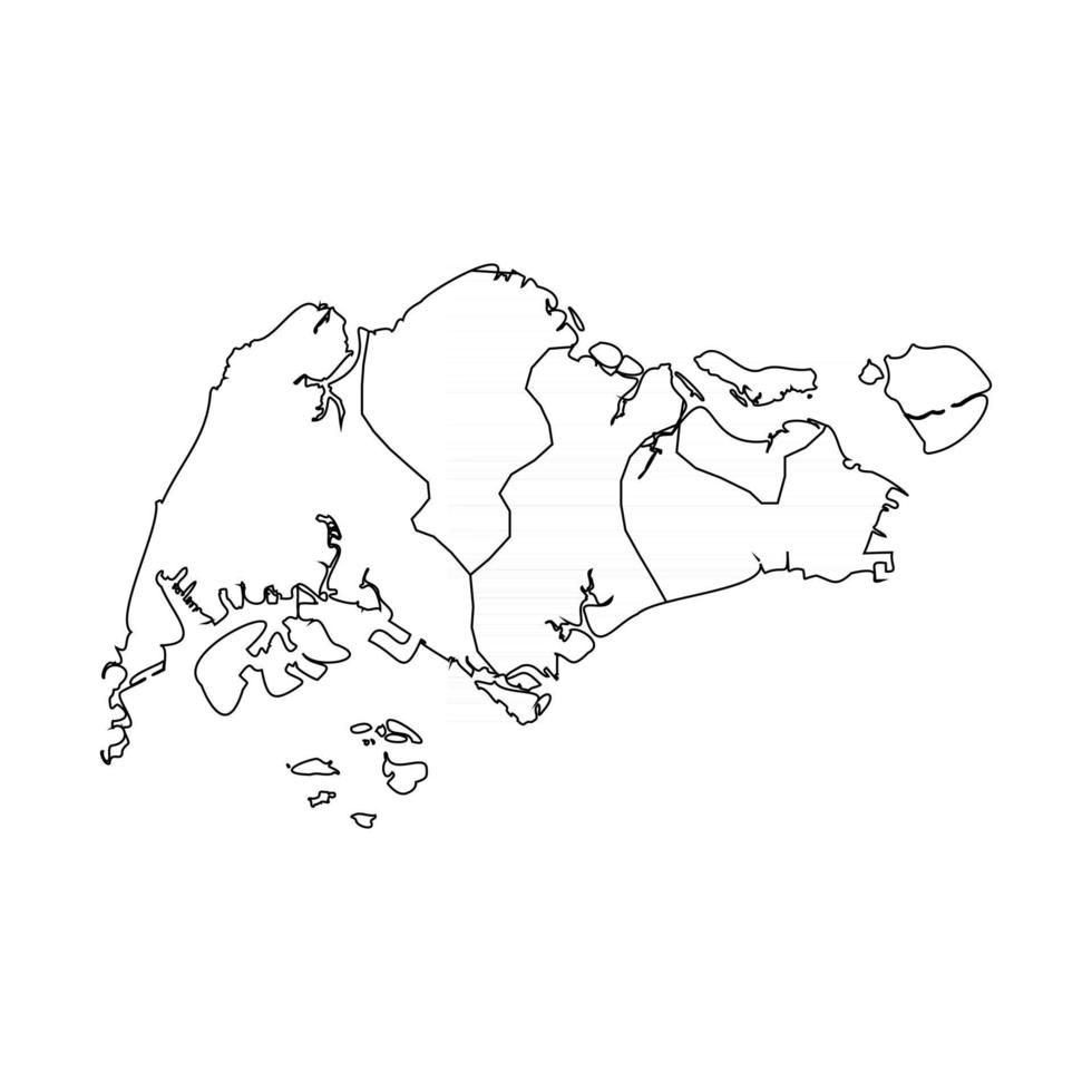 Doodle mapa de Singapur con estados vector