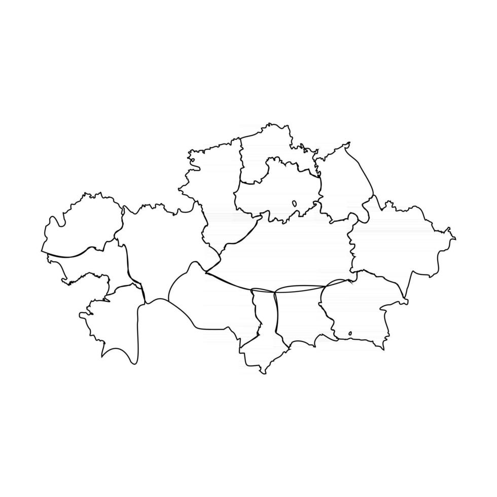 Doodle Map of Kazakhstan With States vector