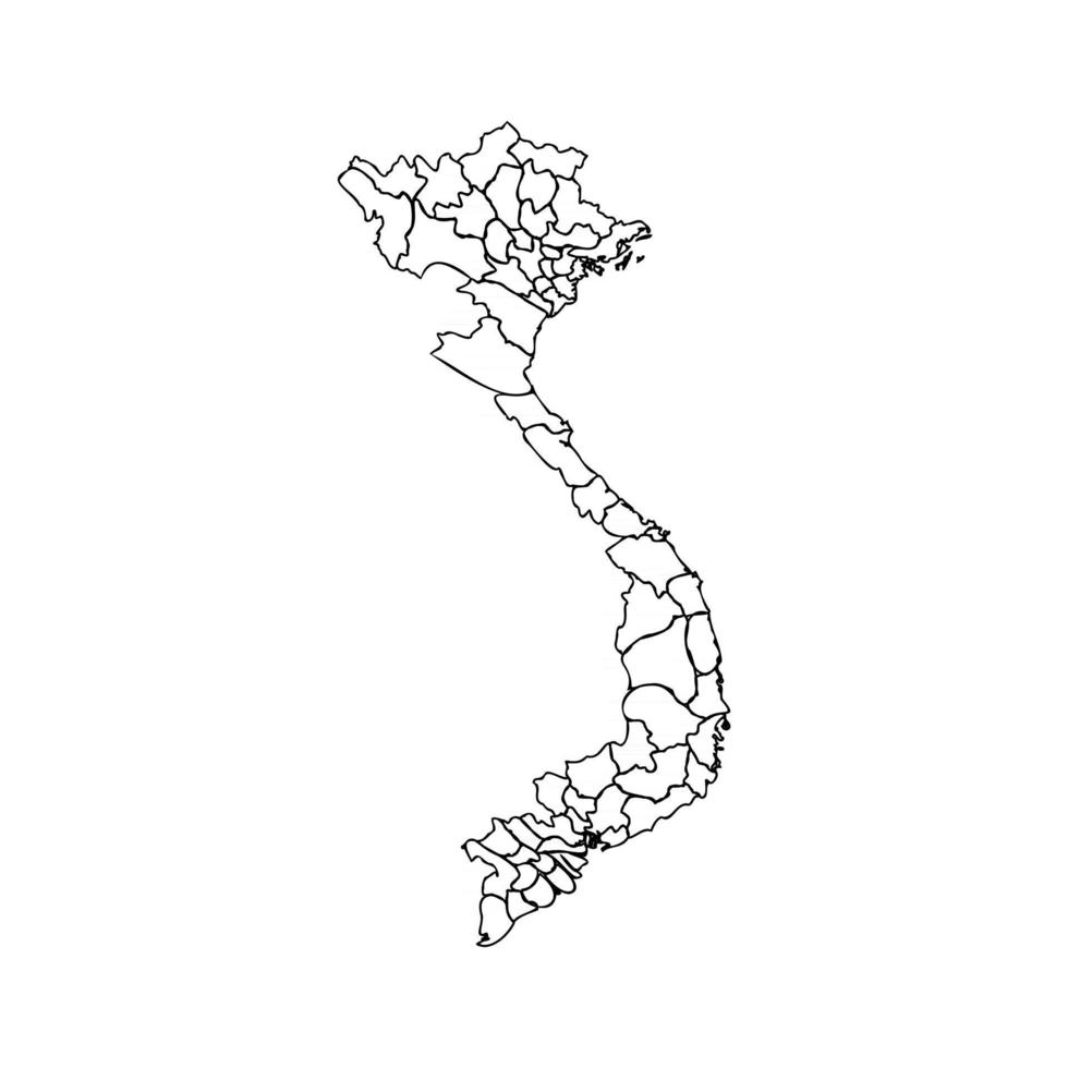 Doodle Map of Vietnam With States vector