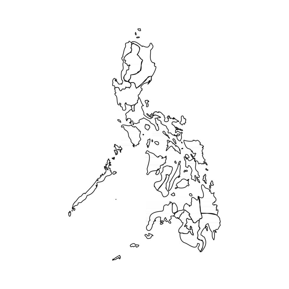 Doodle mapa de Filipinas con estados vector