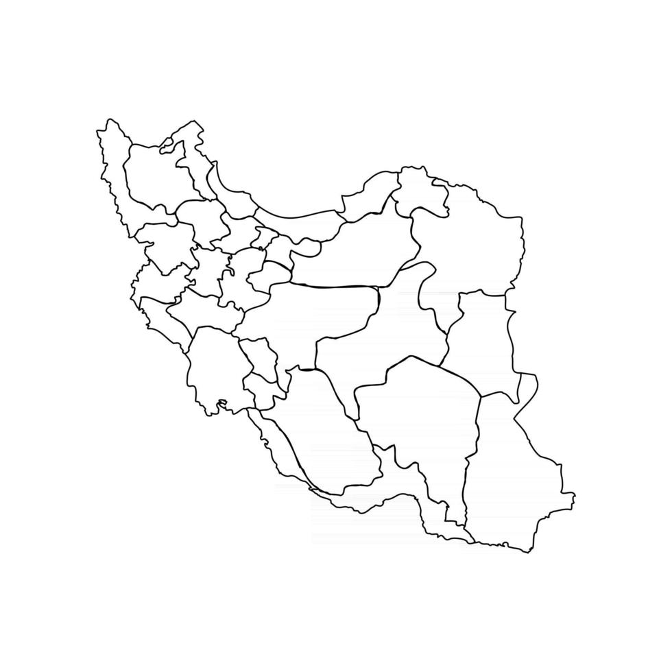 Doodle mapa de Irán con estados vector