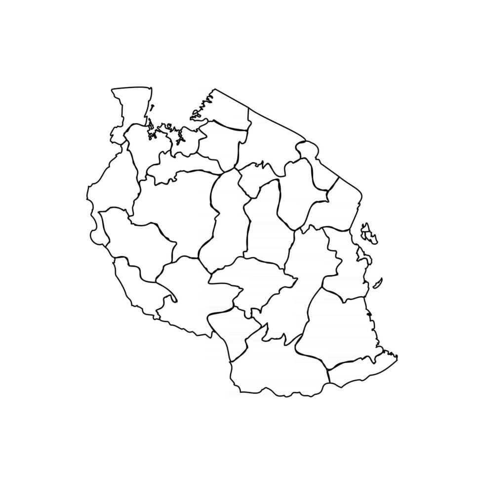 Doodle mapa de tanzania con estados vector