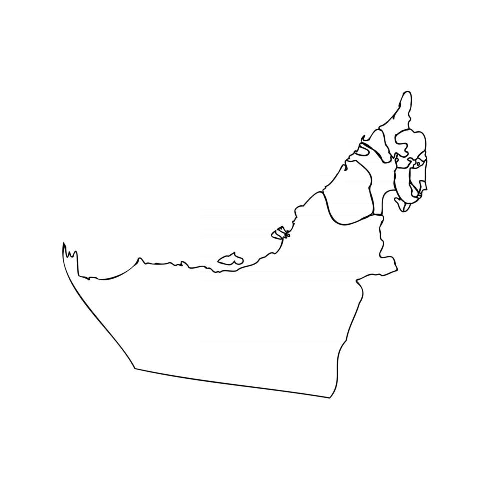 Doodle mapa de Emiratos Árabes Unidos con estados vector
