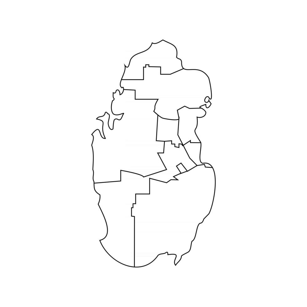 Doodle Map of Qatar With States vector