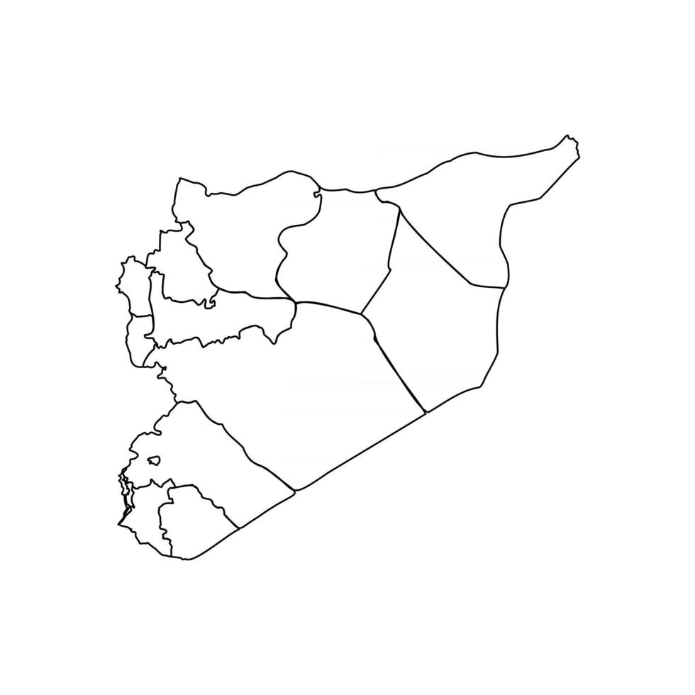 Mapa del doodle de Siria con los estados vector